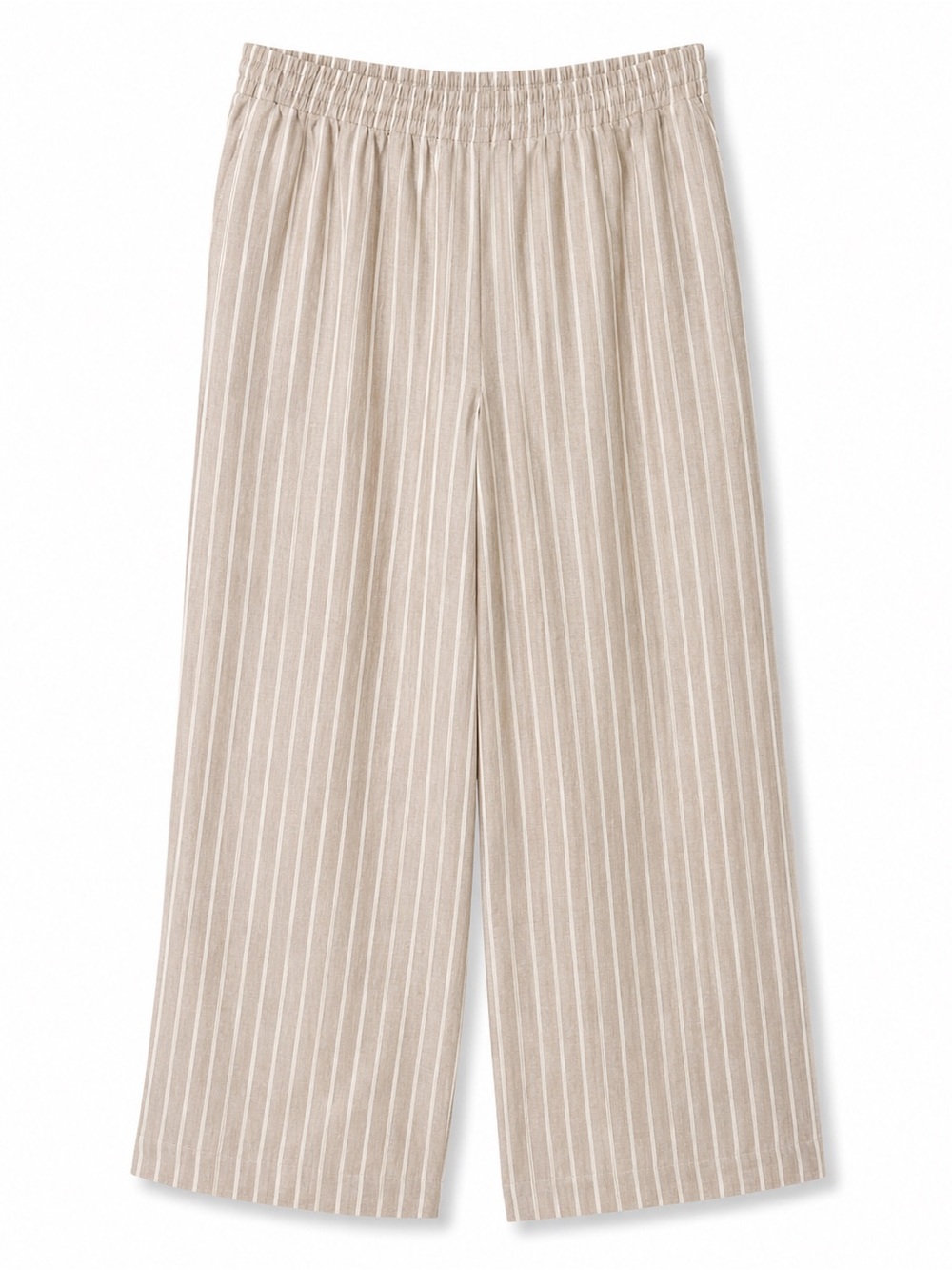 Briggs New York Linen Blend Wide Leg Pants XL Beige Stripe Drawstring Pull On - Picture 3 of 5